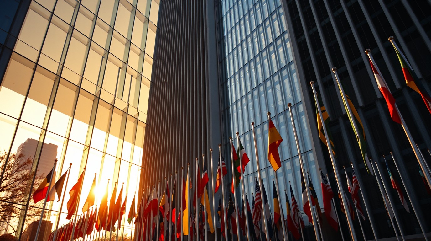 Sede de la ONU con banderas durante el foro sobre personas localizadas